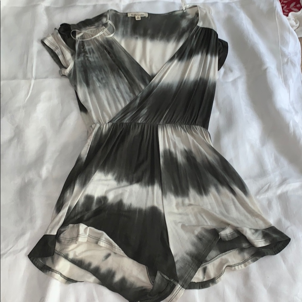 Green and White Romper